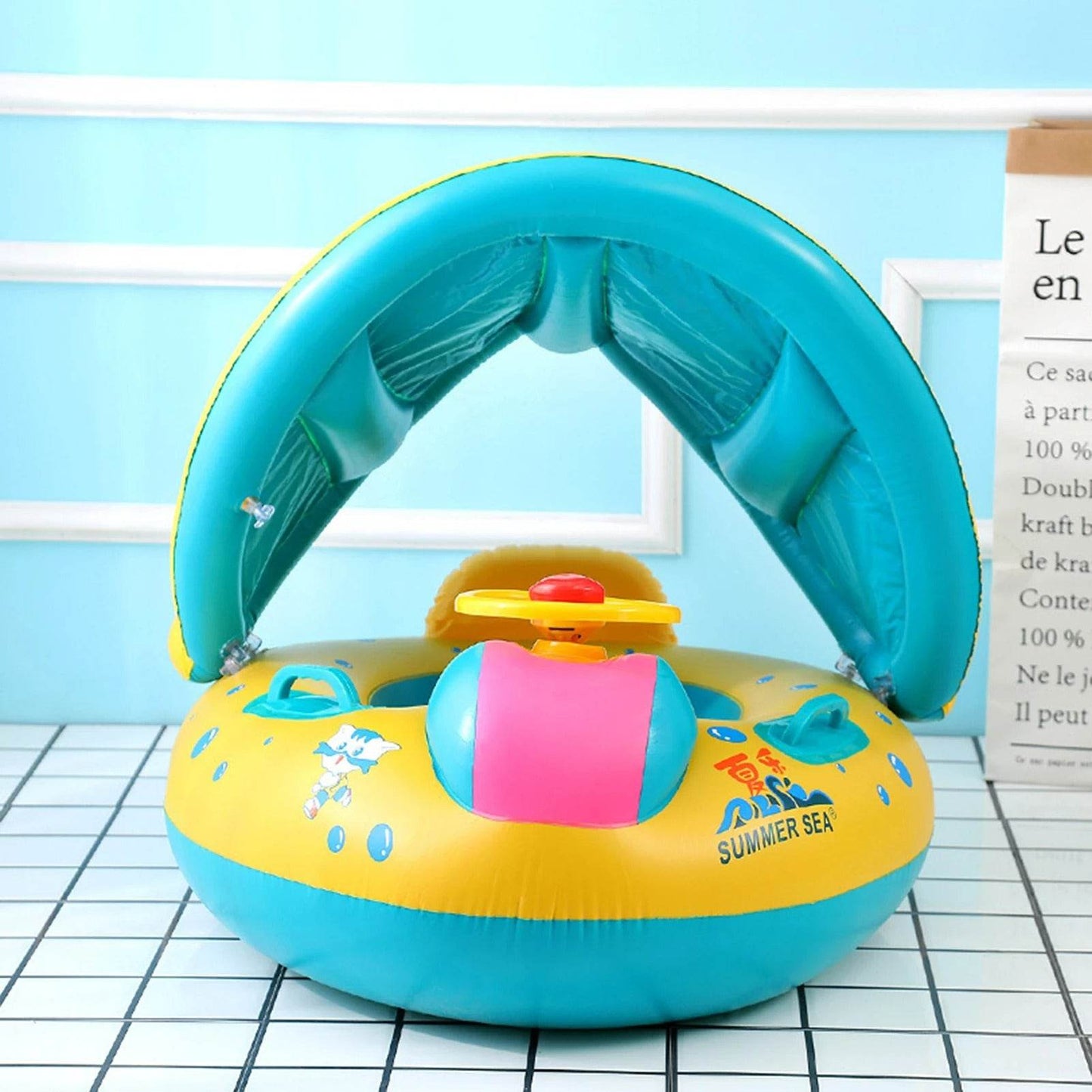 Inflatable Swim Ring With Sunshade Canopy - DMC Wholesale