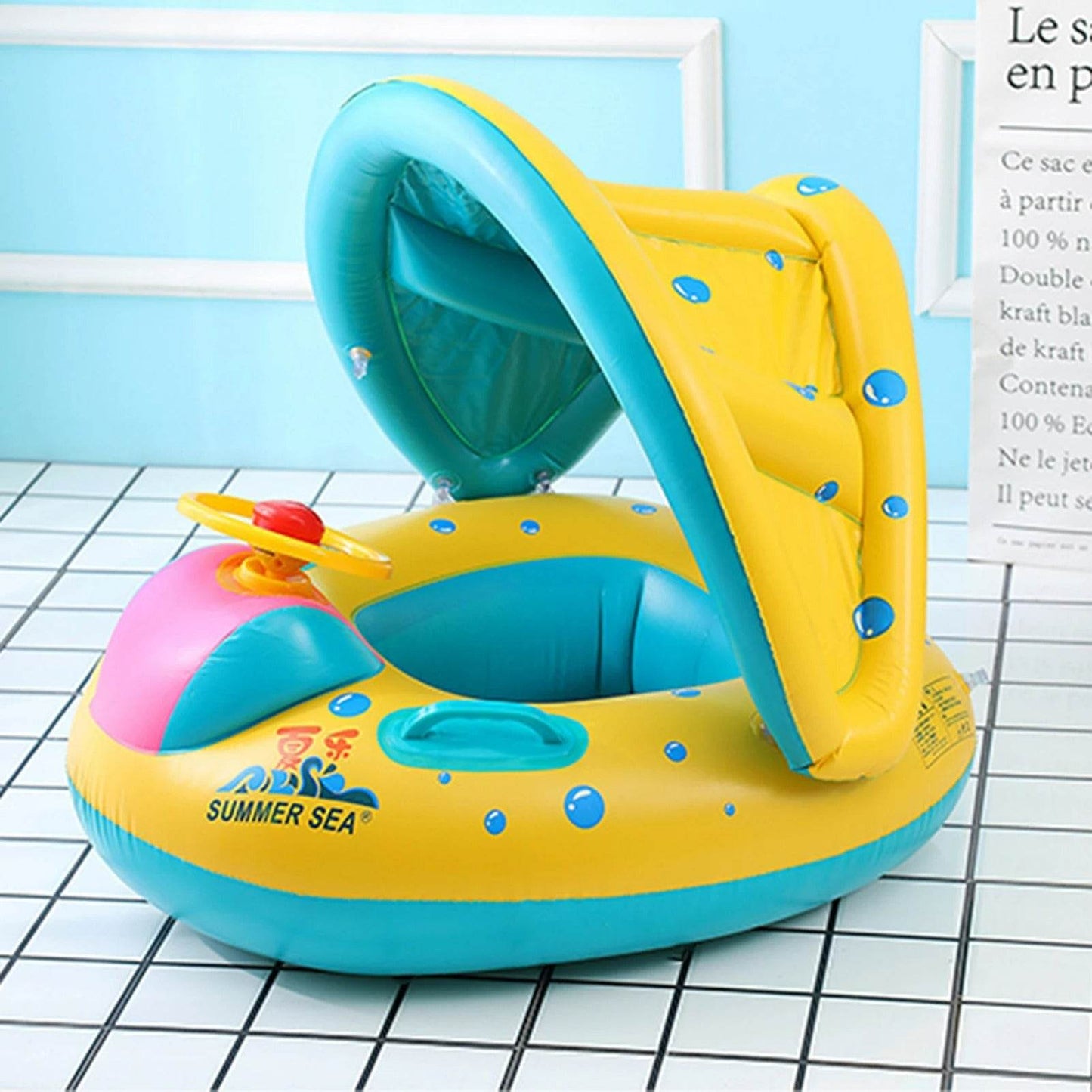 Inflatable Swim Ring With Sunshade Canopy - DMC Wholesale
