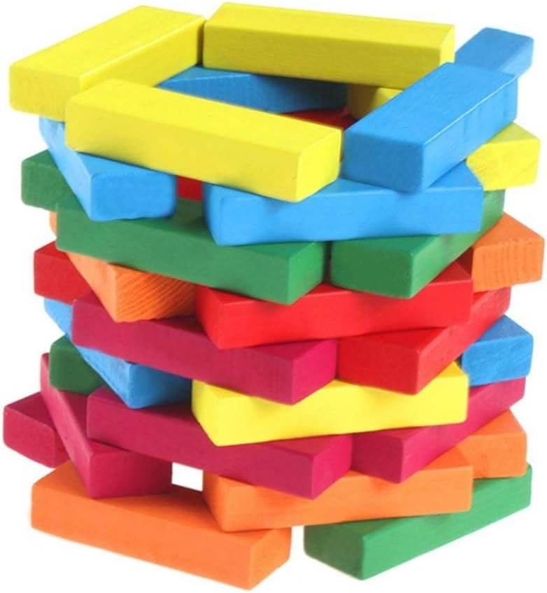 Wooden Stacking Tumbling Tower Blocks (Colourful) - DMC Wholesale