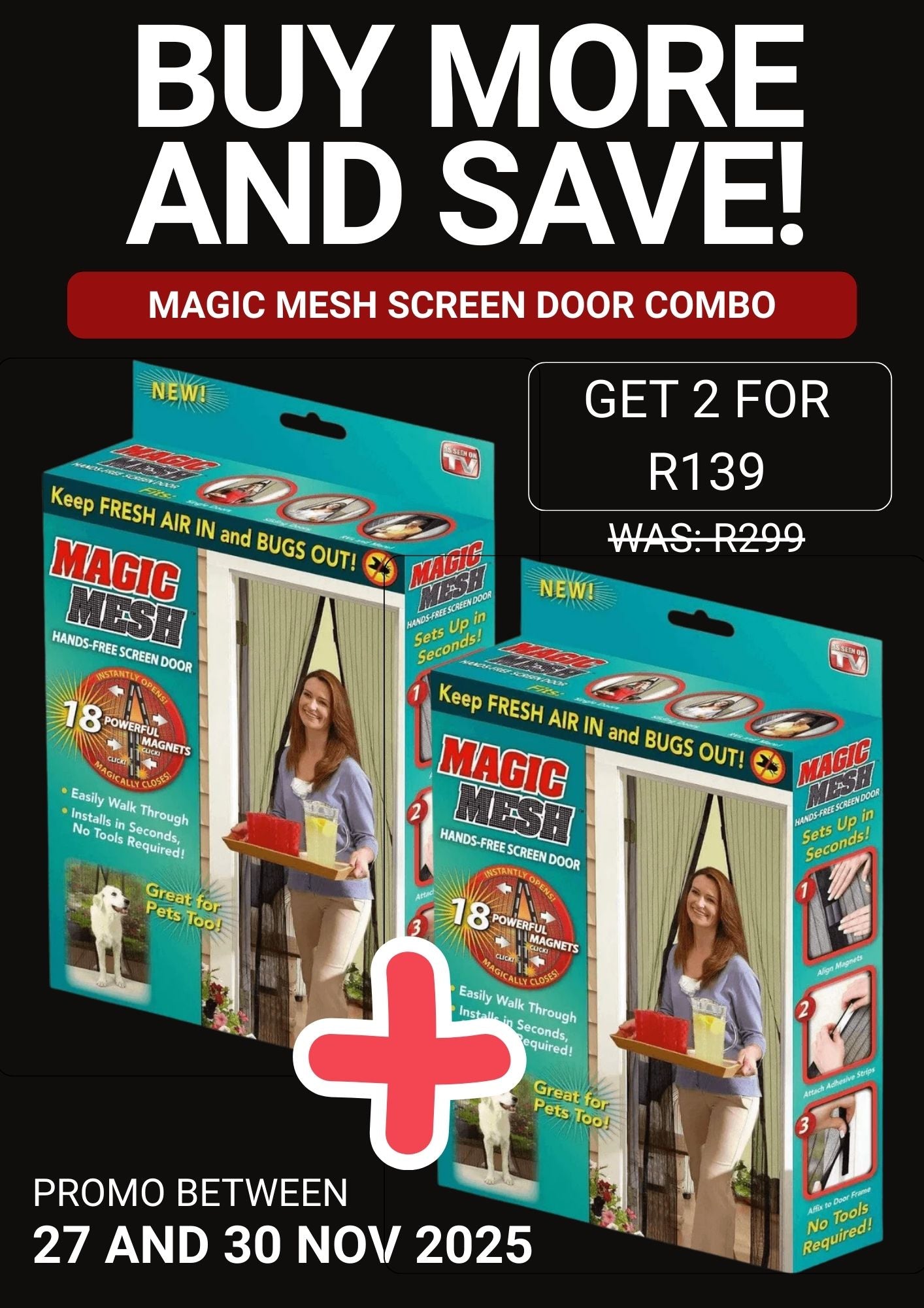 Magic Mesh Screen Door Combo