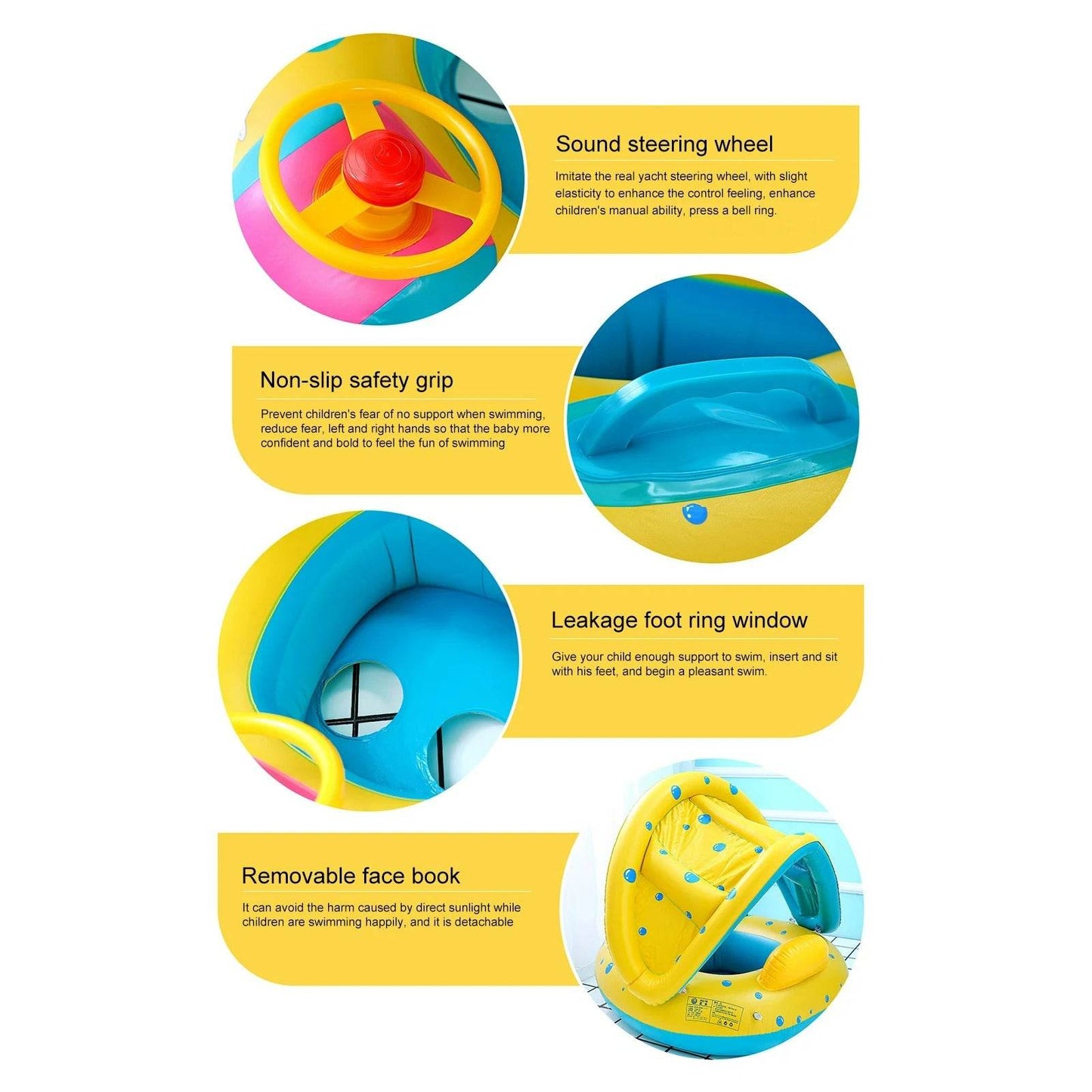 Inflatable Swim Ring With Sunshade Canopy - DMC Wholesale