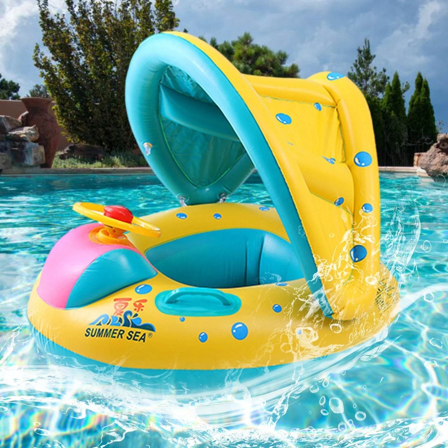 Inflatable Swim Ring With Sunshade Canopy - DMC Wholesale