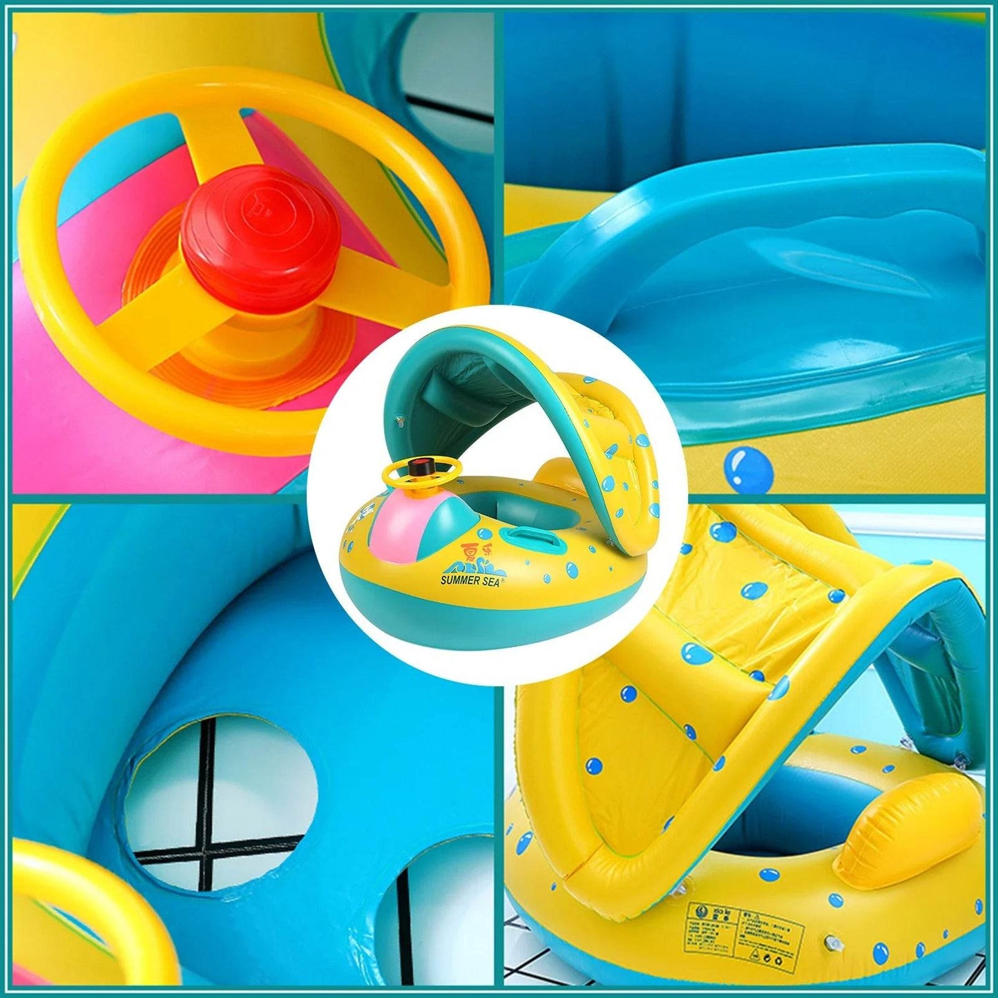Inflatable Swim Ring With Sunshade Canopy - DMC Wholesale