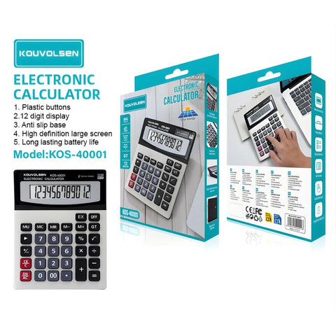 Kouvolsen Solar Electronic Calculator with 12 Digit Display