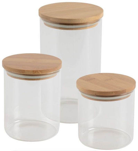 Round Glass Cylinder With Bamboo Lid (10x8cm)(Each) - Alt View