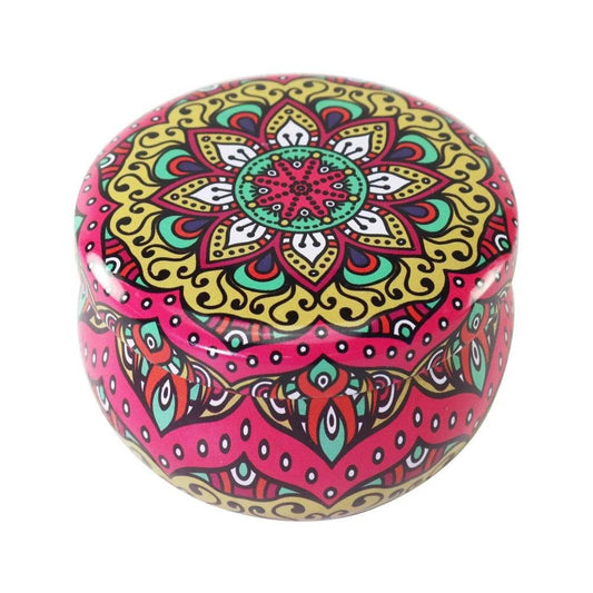 Lemon Aroma Candle In Colourful Patterned Tin (65ml) - DMC Wholesale
