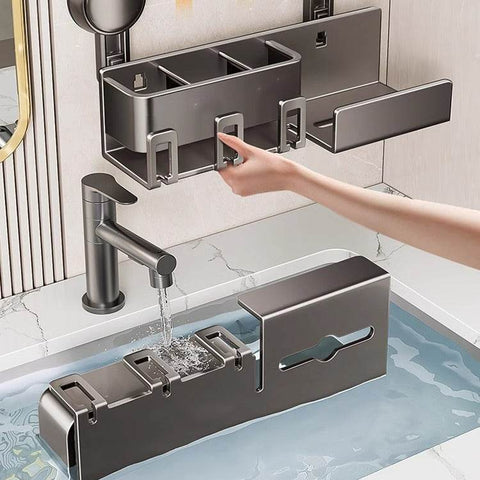 Tissue Box Wall-Mounted Bathroom Organiser (2 Compartment) - Alt View