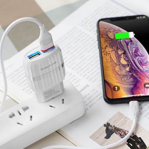 USB Travel Charger (2 Port)(1m)(C-Type) - DMC Wholesale