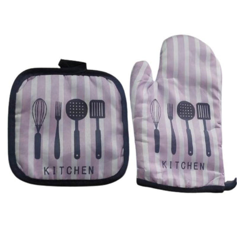 Kitchen Oven Mittens (Striped)(2pcs) - Alt View