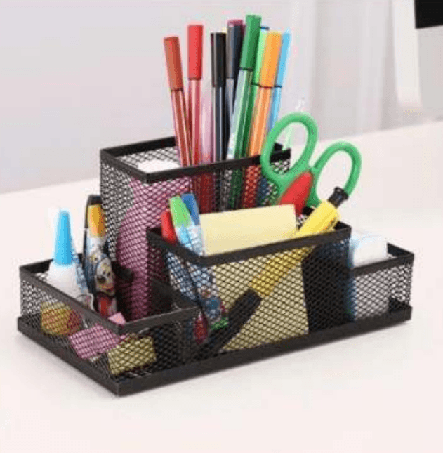 Mesh Metal Desk Stationery Organiser (4 Compartment) - DMC Wholesale