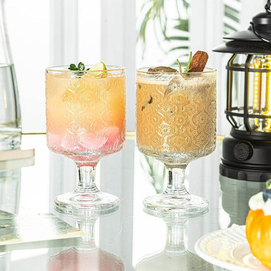Romantic Vintage Goblet Glass Set (220ml)(6 pcs) - DMC Wholesale