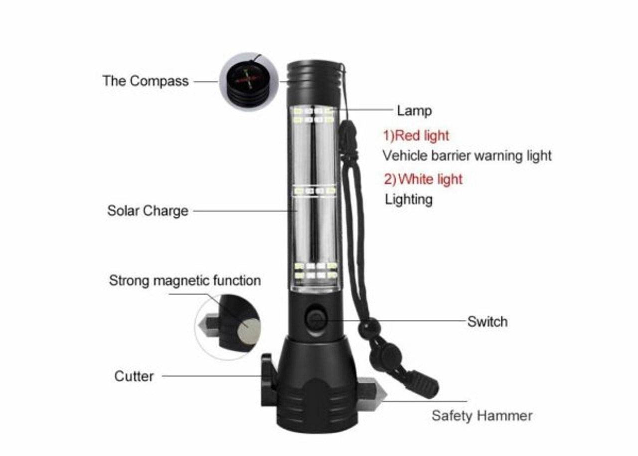 Solar Powered USB Charging Flashlight - DMC Wholesale