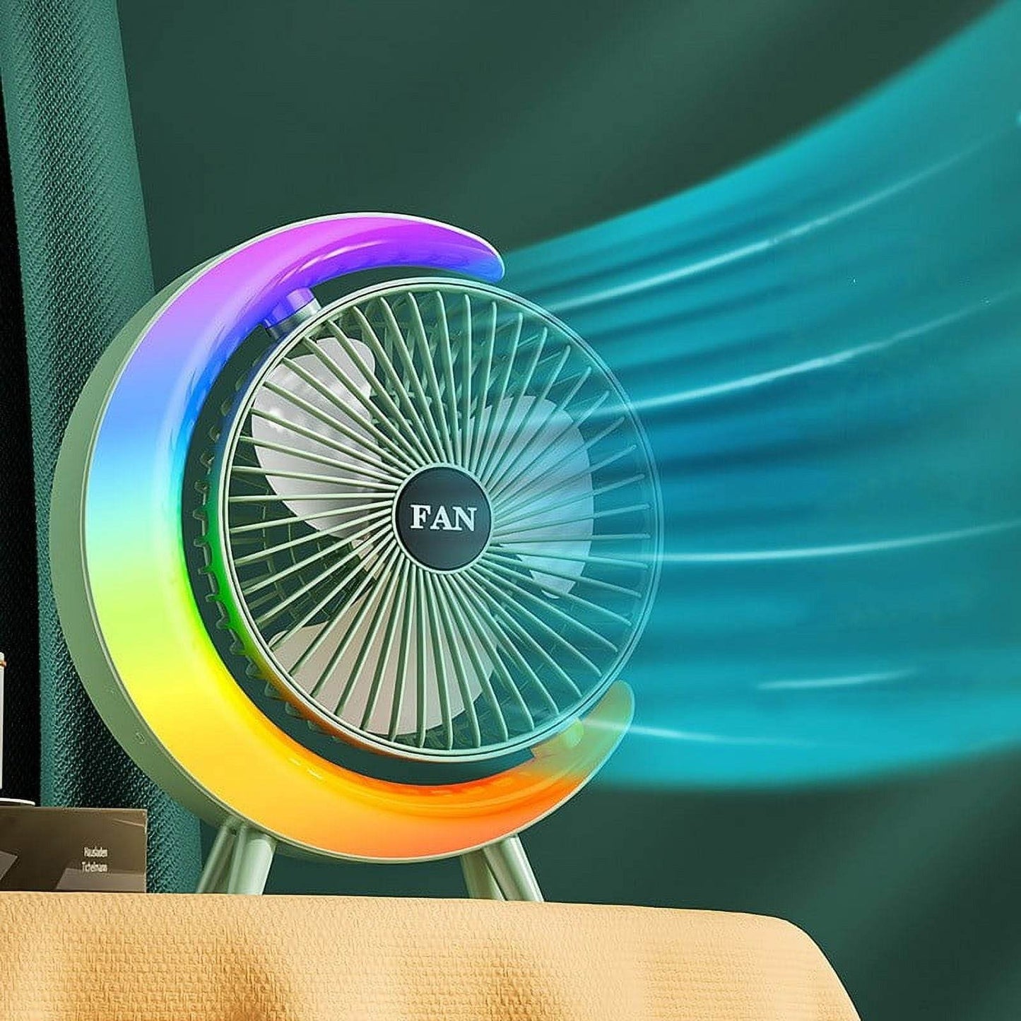 Colorful Running Lights Desktop Fan - DMC Wholesale