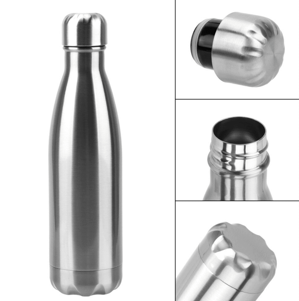 Double Wall Vacuum Insulated Stainless Steel Bottle (1L)(Black) - DMC Wholesale