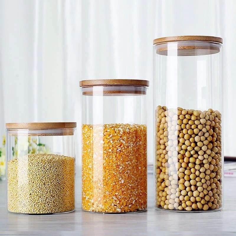 Round Glass Cylinder With Bamboo Lid (10x8cm)(Each) - DMC Wholesale