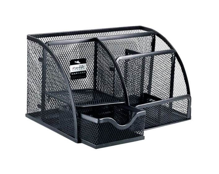 Mesh Metal Desk Storage Organiser (5 Compartment) - DMC Wholesale