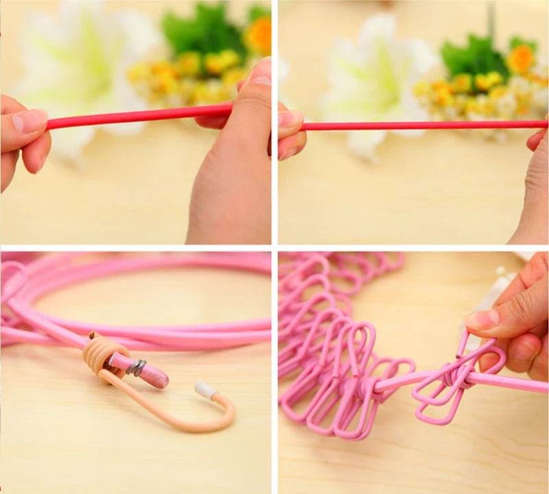 Portable Elastic Clothesline (12 clips)(1.8m) - DMC Wholesale