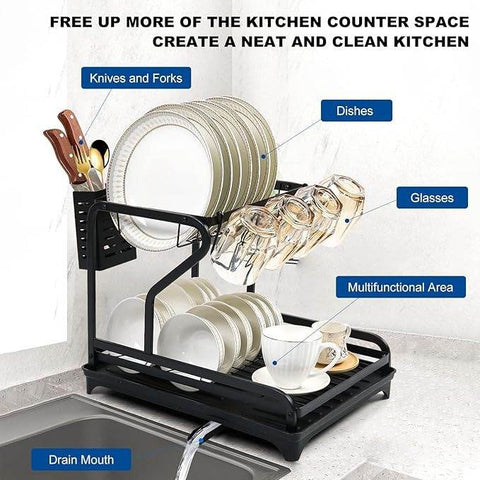 Dish Drying Rack for Kitchen Counter (2 tier) - Alt View