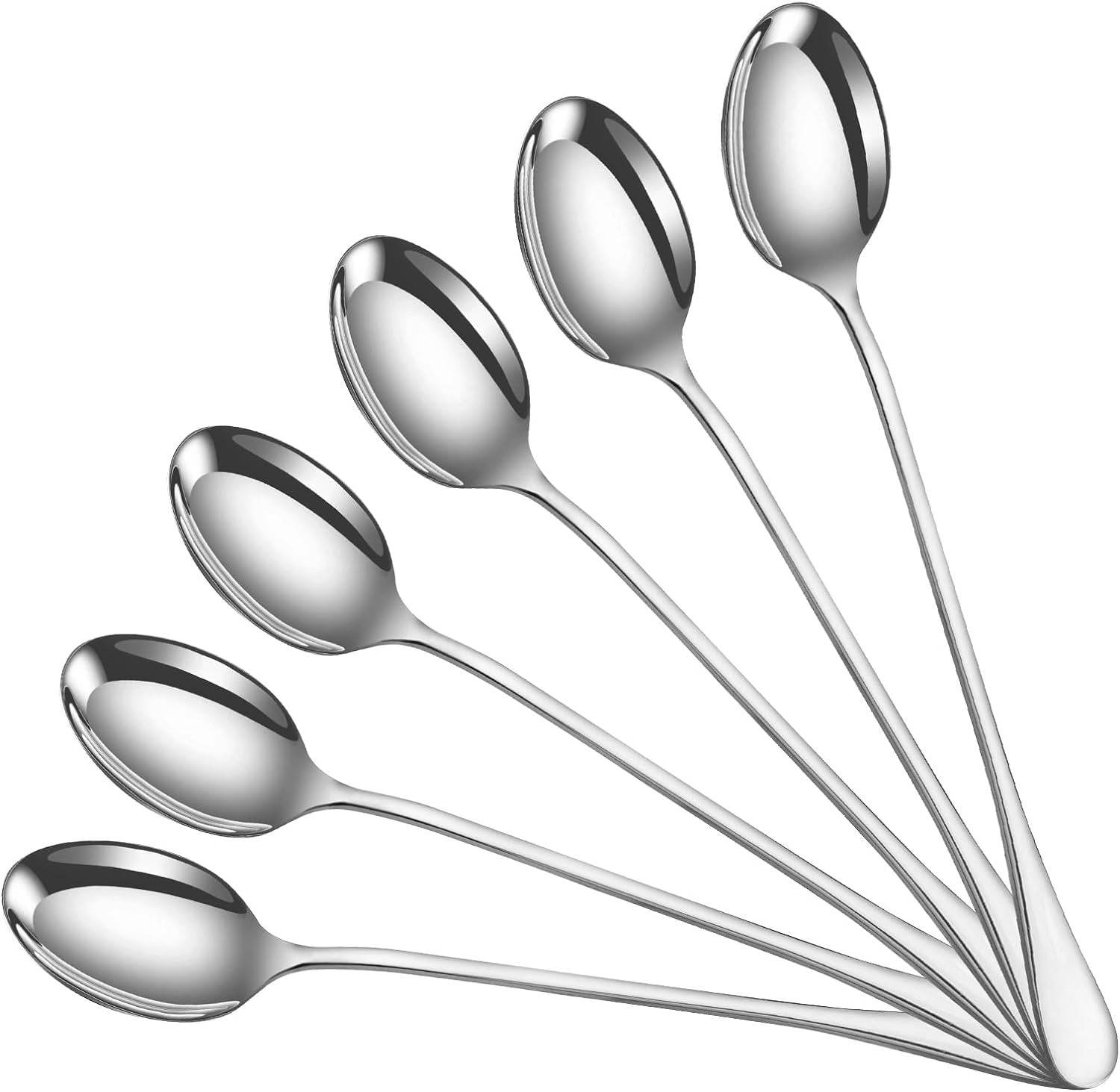 Stainless Steel Long Handle Ice Cream Spoon Set (6 pcs) - DMC Wholesale