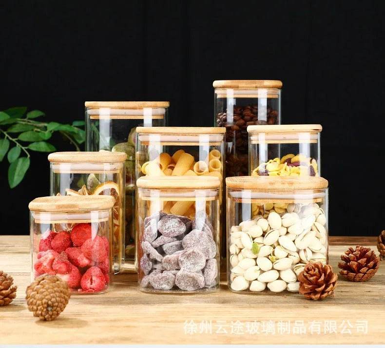 Round Glass Cylinder With Bamboo Lid (10x8cm)(Each) - DMC Wholesale