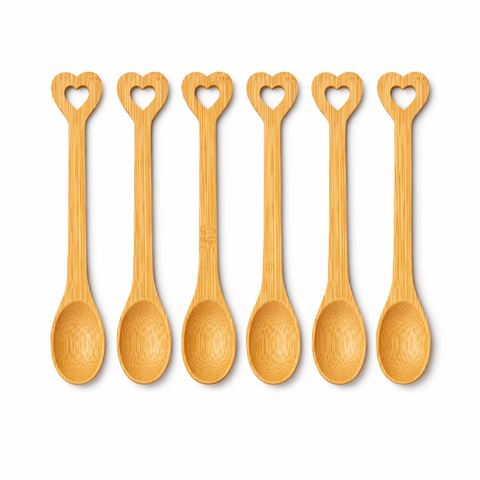 Wooden Hearted Spoon Set (6 pcs)