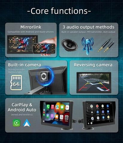 Portable Wireless Car Stereo (7 inch display) - Alt View