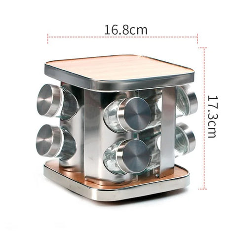 Deluxe Rotating Spice Rack Set – 8 Glass Jars