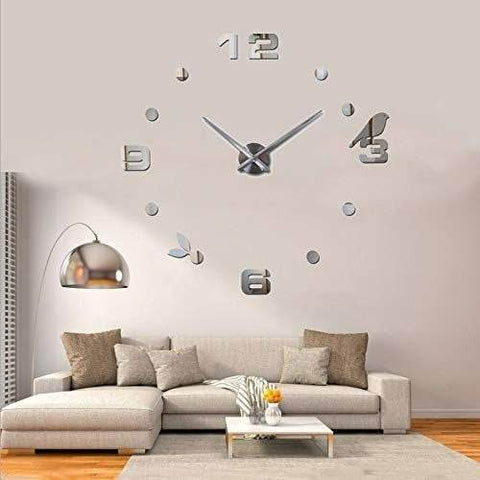 DIY Modern Bird 3D Wall Clock (Silver)(80-90cm) - Alt View