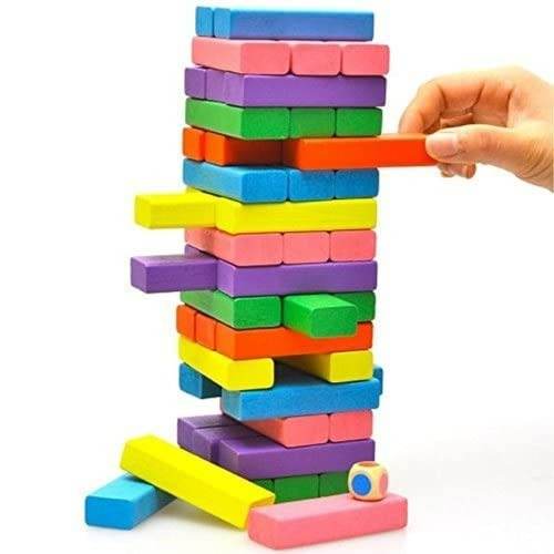 Wooden Stacking Tumbling Tower Blocks (Colourful) - DMC Wholesale