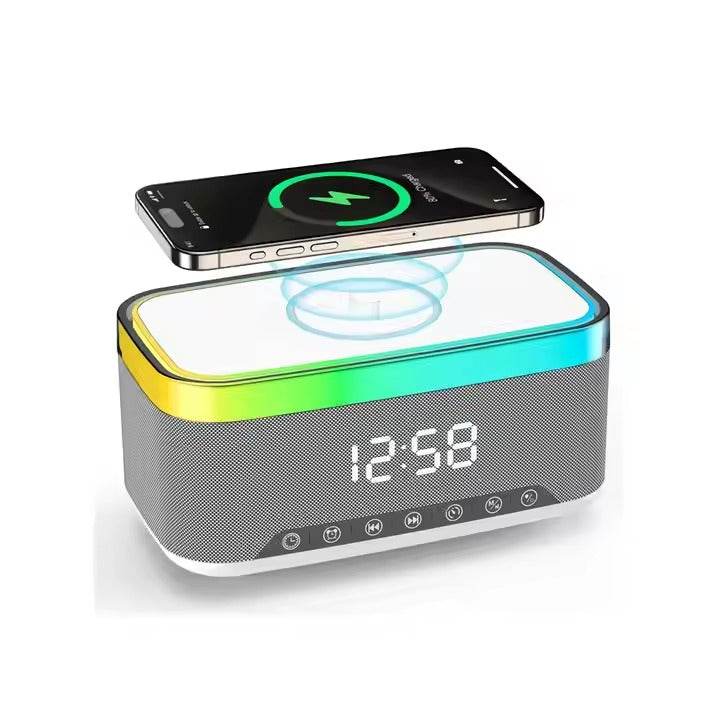 Smart Home Wireless Charging Stand, Speaker, and Digital Clock - DMC Wholesale