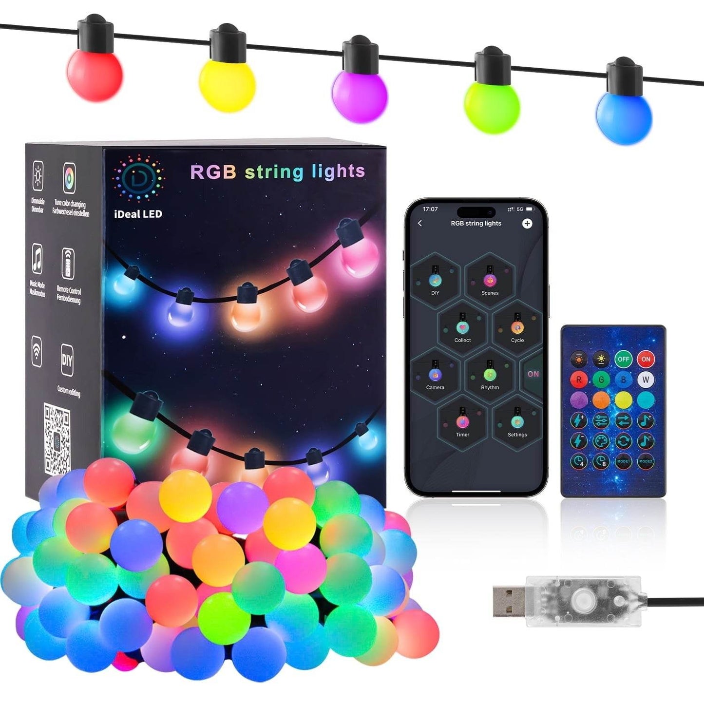 Smart RGB Outdoor String Lights (5m) - DMC Wholesale