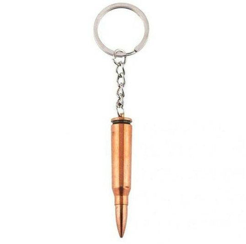 Long Rifle Bronze Gun Bullet Keyring - Alt View