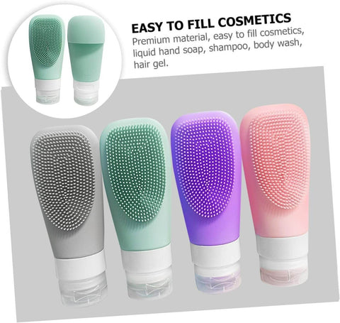 Silicone Shower Gel Scrubbing Bottle Set (90ml)(4 pcs)