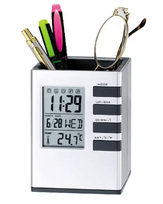 Alarm Pen Holder Clock With Temperature - Alt View