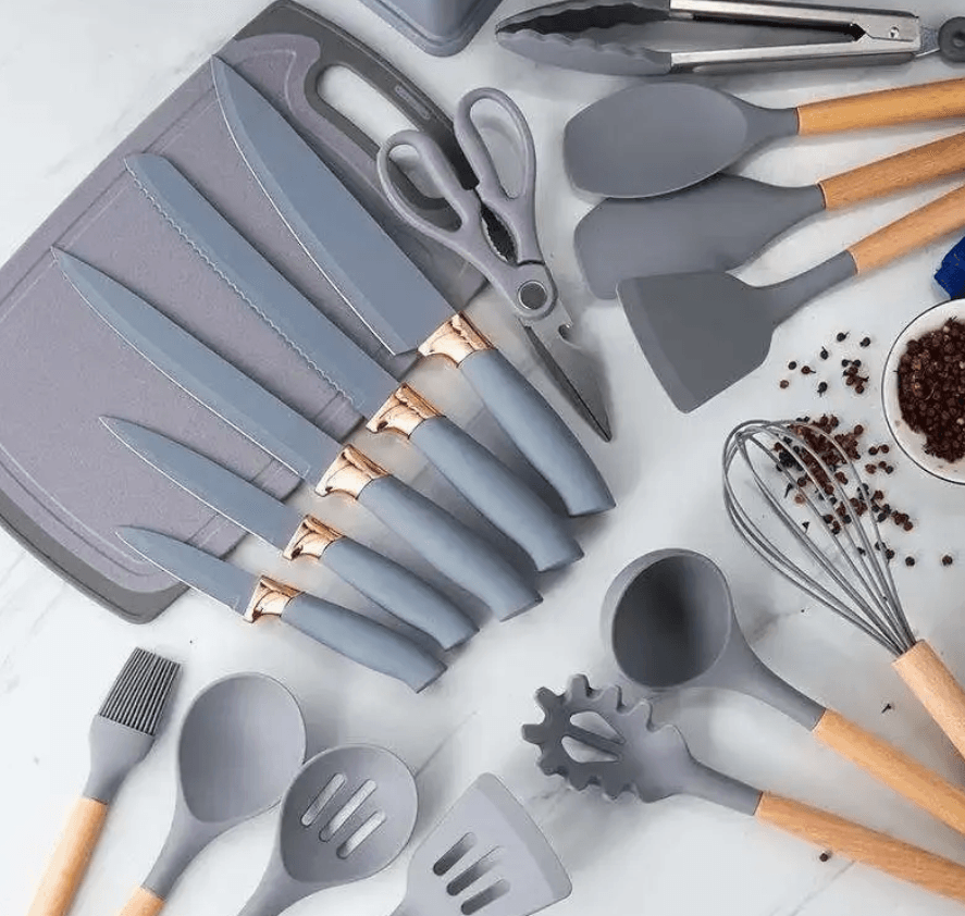 Kitchenware Set With Mini Utensils (Grey or Black) - DMC Wholesale