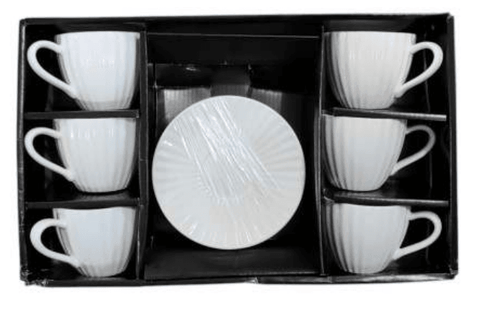 Porcelain Coffee or Tea Cups with Porcelain Saucers (12pcs)(180ml)(Design2) - Alt View