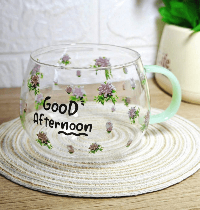 Single Wall Glass Mug (Green)(380ml) - DMC Wholesale