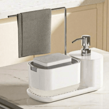 Kitchen Soap Dispenser Set with Tray and Sponge Holder - DMC Wholesale