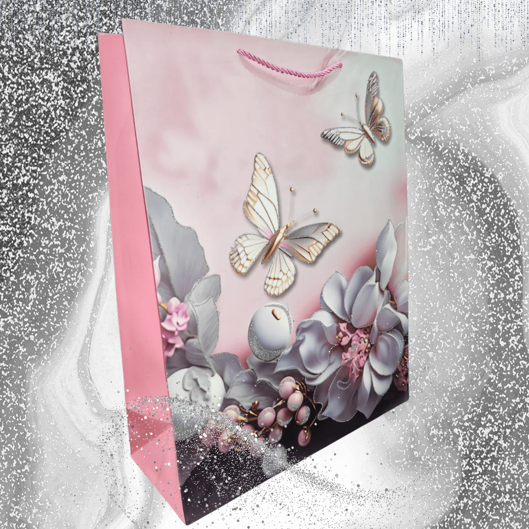 Glitter Butterfly Gift Bag (Large) - DMC Wholesale
