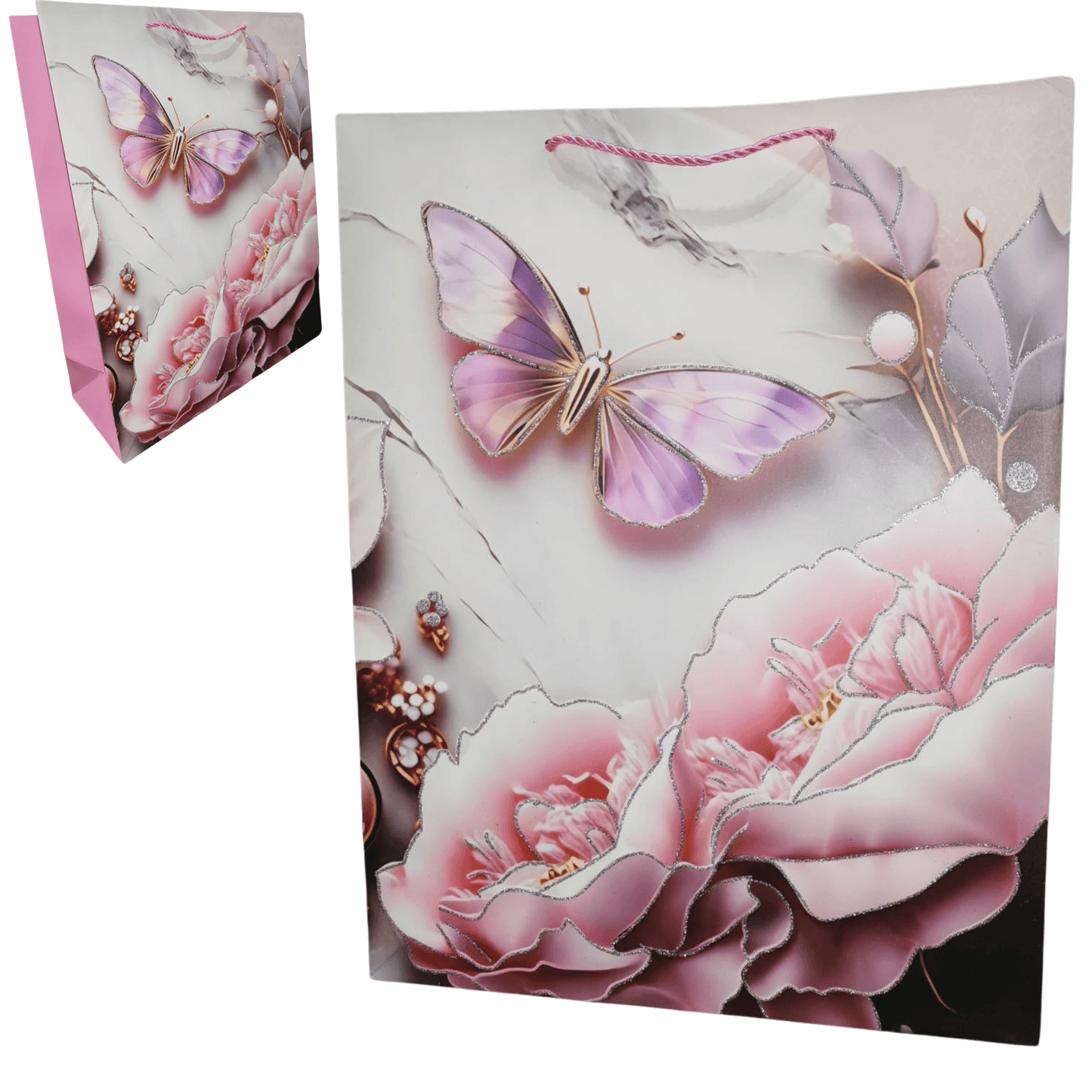 Glitter Butterfly Gift Bag (Large) - DMC Wholesale