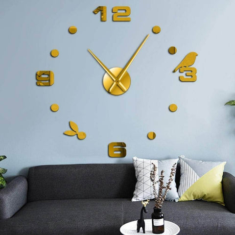 DIY Modern Bird 3D Wall Clock (Gold)(60-70cm) - Alt View