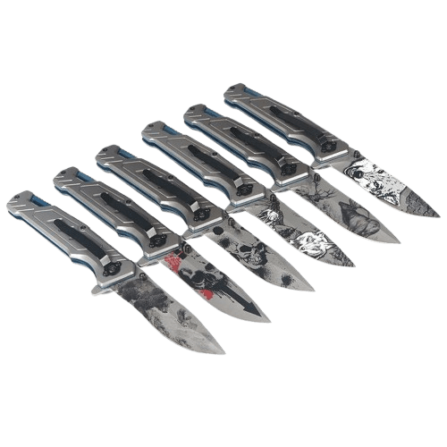 Folding Knife With Pocket Clip (Skulls) - DMC Wholesale