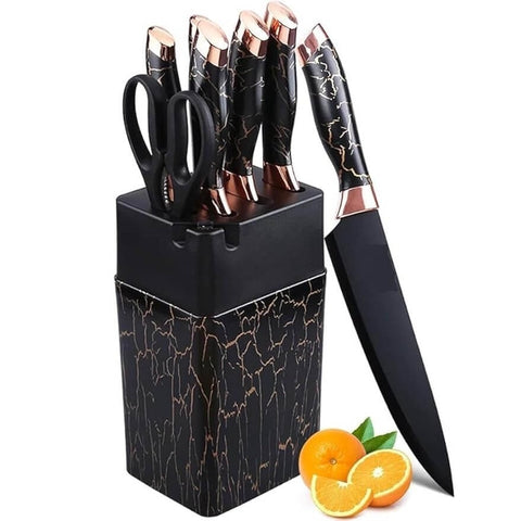 Marble Inspired Kitchen Knife Set (7 pcs) - Alt View