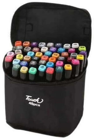 Coloured Dual Marker And Highlighter Pen Set (48 pcs)