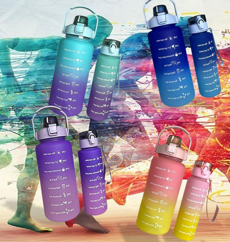 Combo: Vibrant Motivational Water Bottles (2 pcs)(Blue)