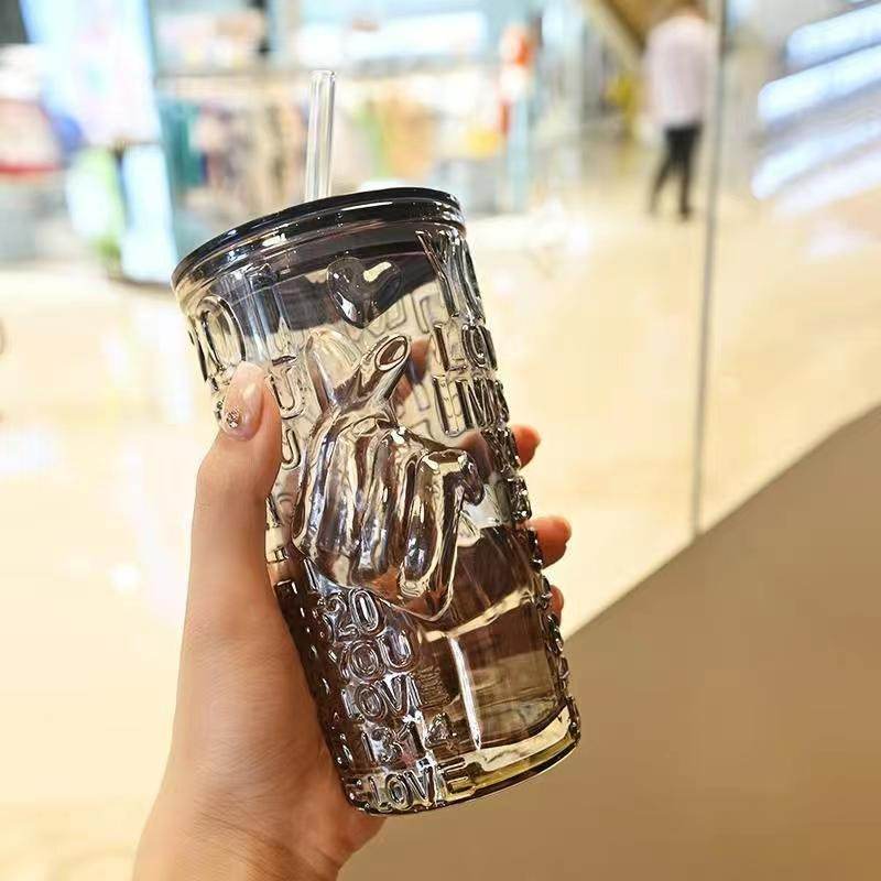 Elegant Aesthetic Glass Tumbler Mug (430ml)(Each) - DMC Wholesale