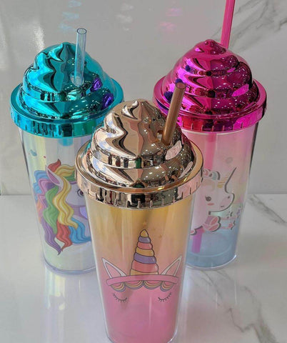 Cute Unicorn Holographic Tumbler Cup (380ml) - Alt View