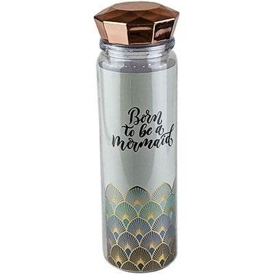 Mermaid Plastic Water Bottle With Crystal Lid (550ml) - DMC Wholesale