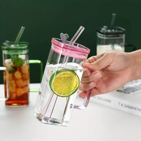 Colour-Tinted Glass Tumbler With Plastic Lid (380ml)(Each) - Alt View