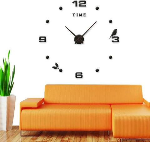 DIY Modern Bird 3D Wall Clock (Black)(60-70cm)